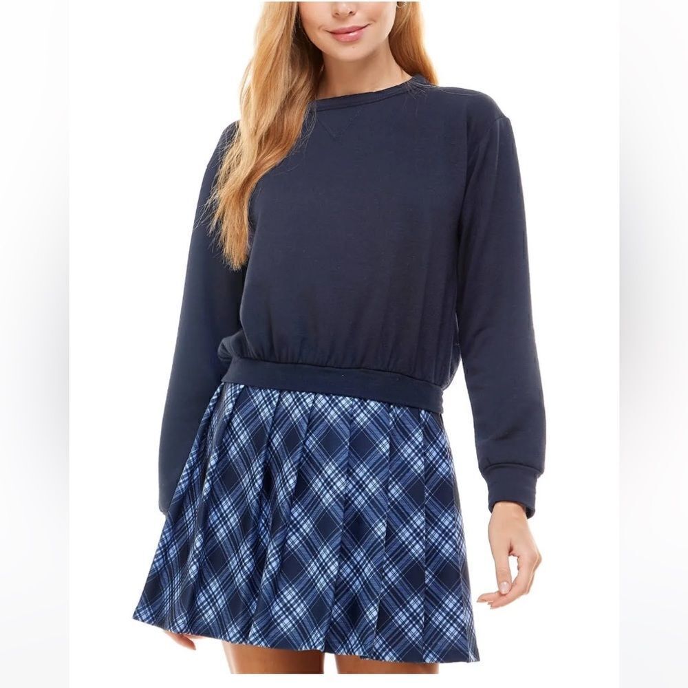 Kingston Grey NWT Dress XL size navy blue plaid details